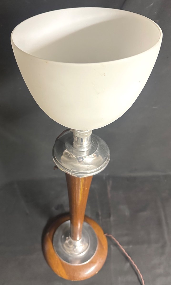 Mazda Lamp Signed Large Model 74cm Art Deco 1930 In Very Good Condition With Large Ring -photo-4
