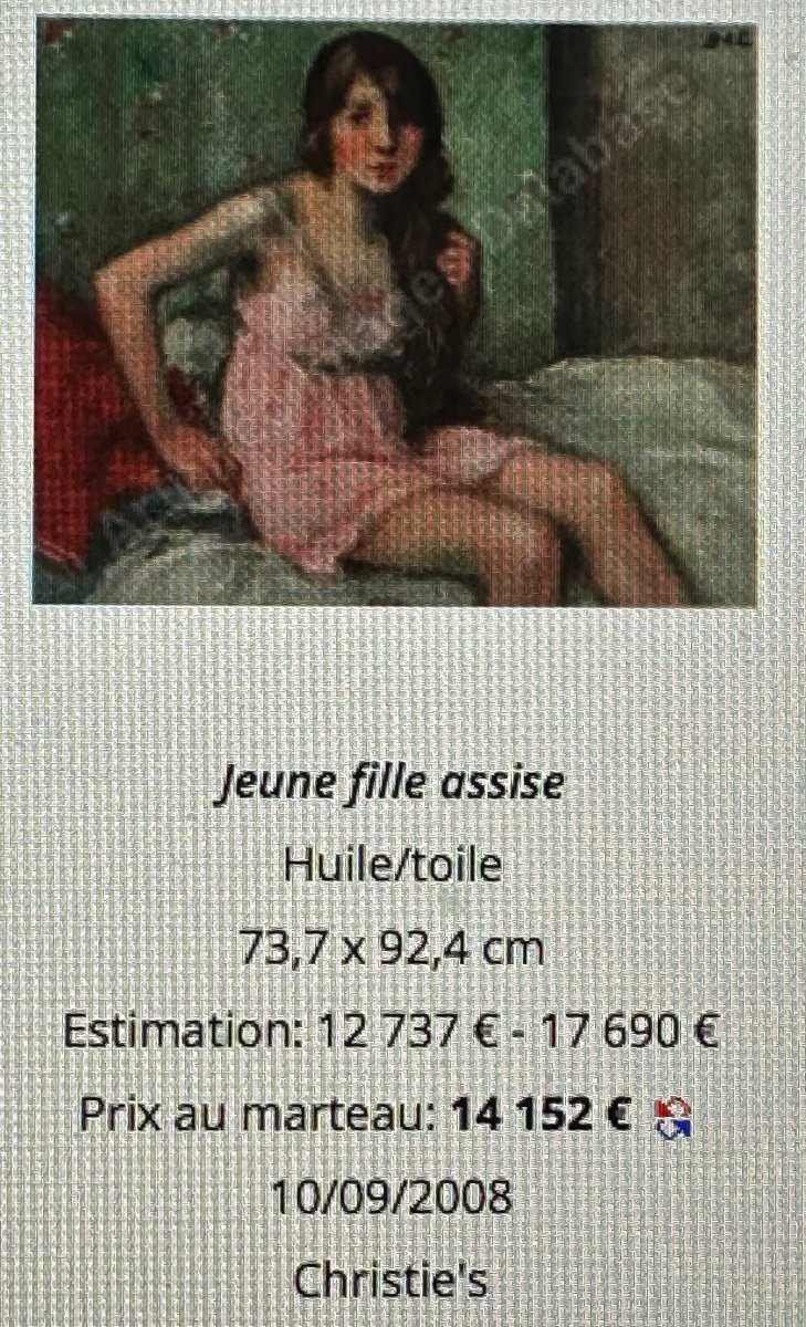 Georges d'Espagnat 1870-1950 Oil Young Woman In A Pink Dress Around 1930-photo-2