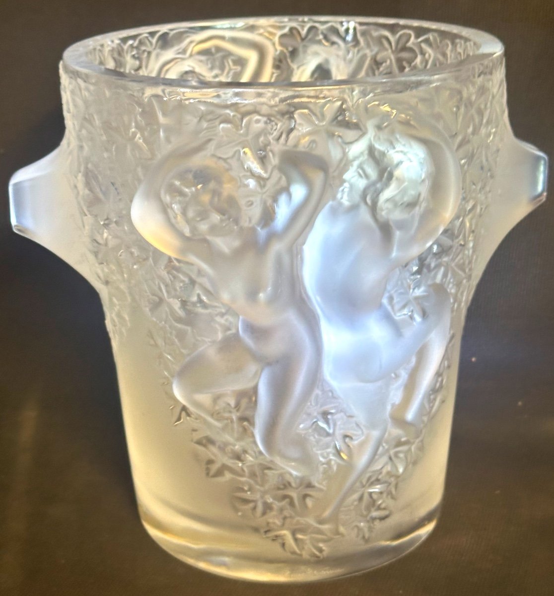 Lalique Champagne Bucket Ganymède Model In Crystal Signed Lalique France Circa 1970 -photo-4