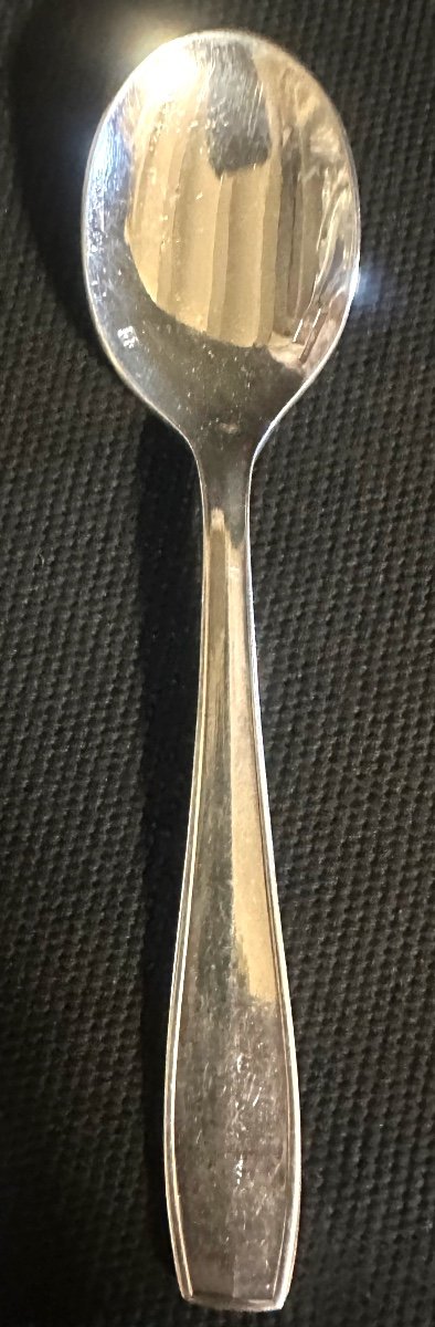 Christofle Atlas Model By Luc Lanel 12 Art Deco Tea Coffee Dessert Spoons For Normandy 2-photo-2