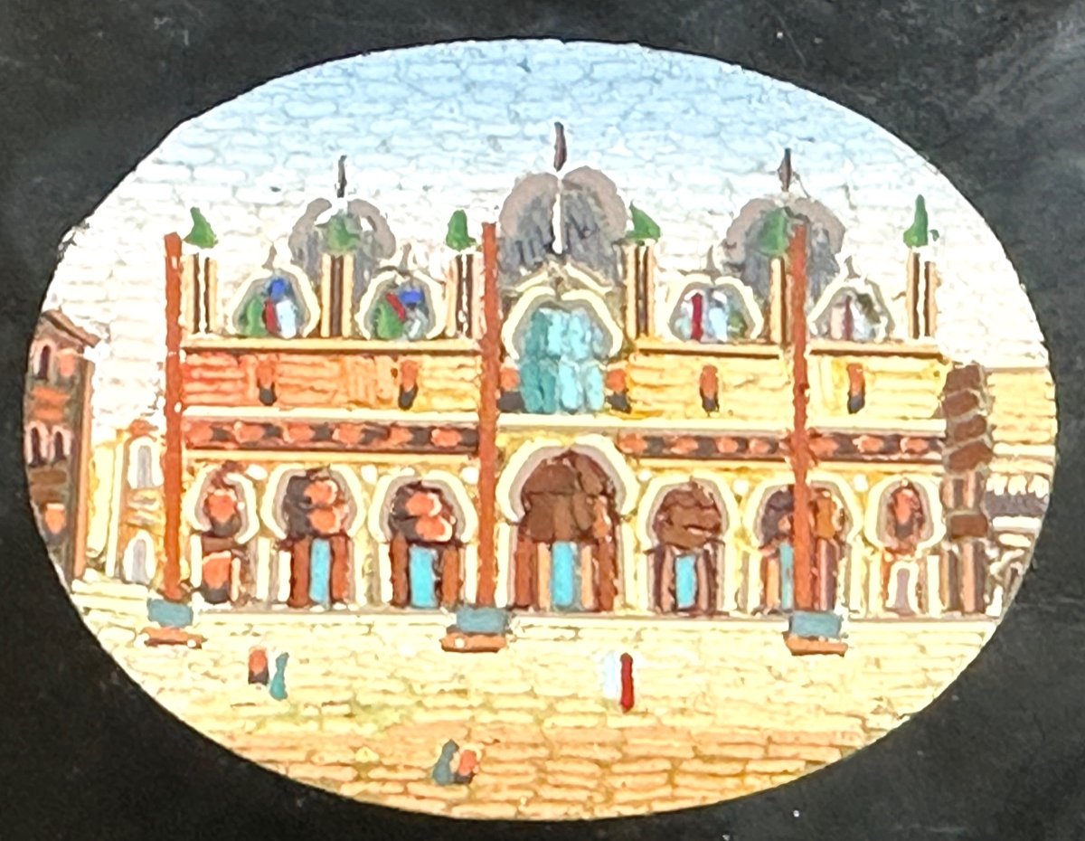 Rare 19th Century Tray In Micro Mosaic And Malachite The Grand Tour Italy Micromosaic -photo-2