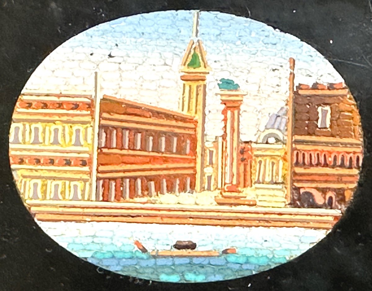 Rare 19th Century Tray In Micro Mosaic And Malachite The Grand Tour Italy Micromosaic -photo-3