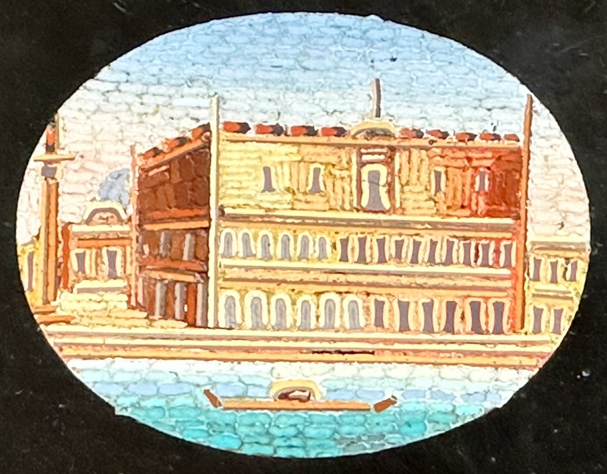 Rare 19th Century Tray In Micro Mosaic And Malachite The Grand Tour Italy Micromosaic -photo-5