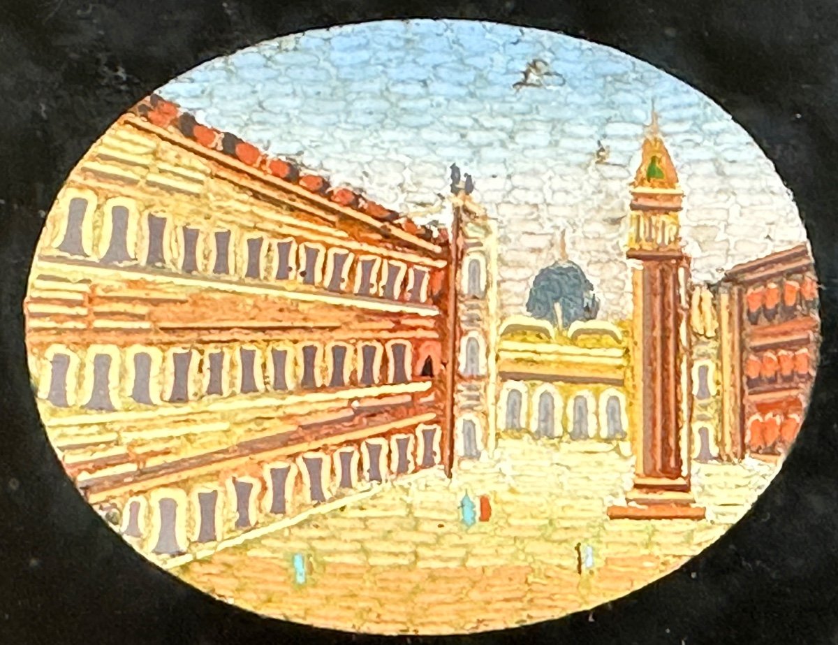 Rare 19th Century Tray In Micro Mosaic And Malachite The Grand Tour Italy Micromosaic -photo-6