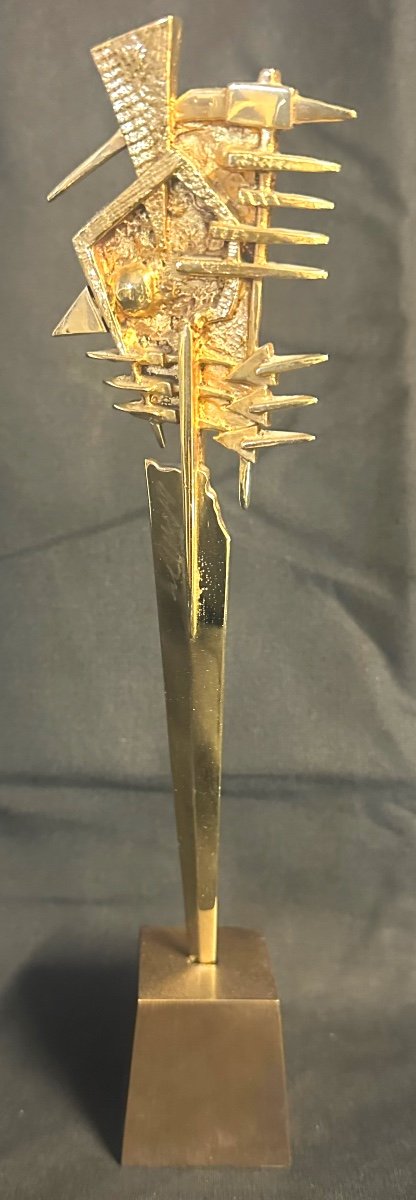 Arnaldo Pomodoro 1926 Italy Paper Cut Sculpture In Bronze Signed And Certificate Of Authenticity-photo-3