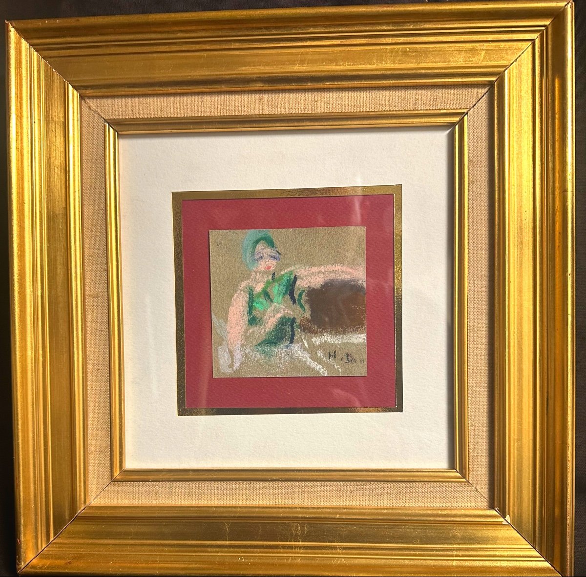 Henriette DELORAS 1901-1941 Pastel Jeune femme au bonnet vert Grenoble /3-photo-2