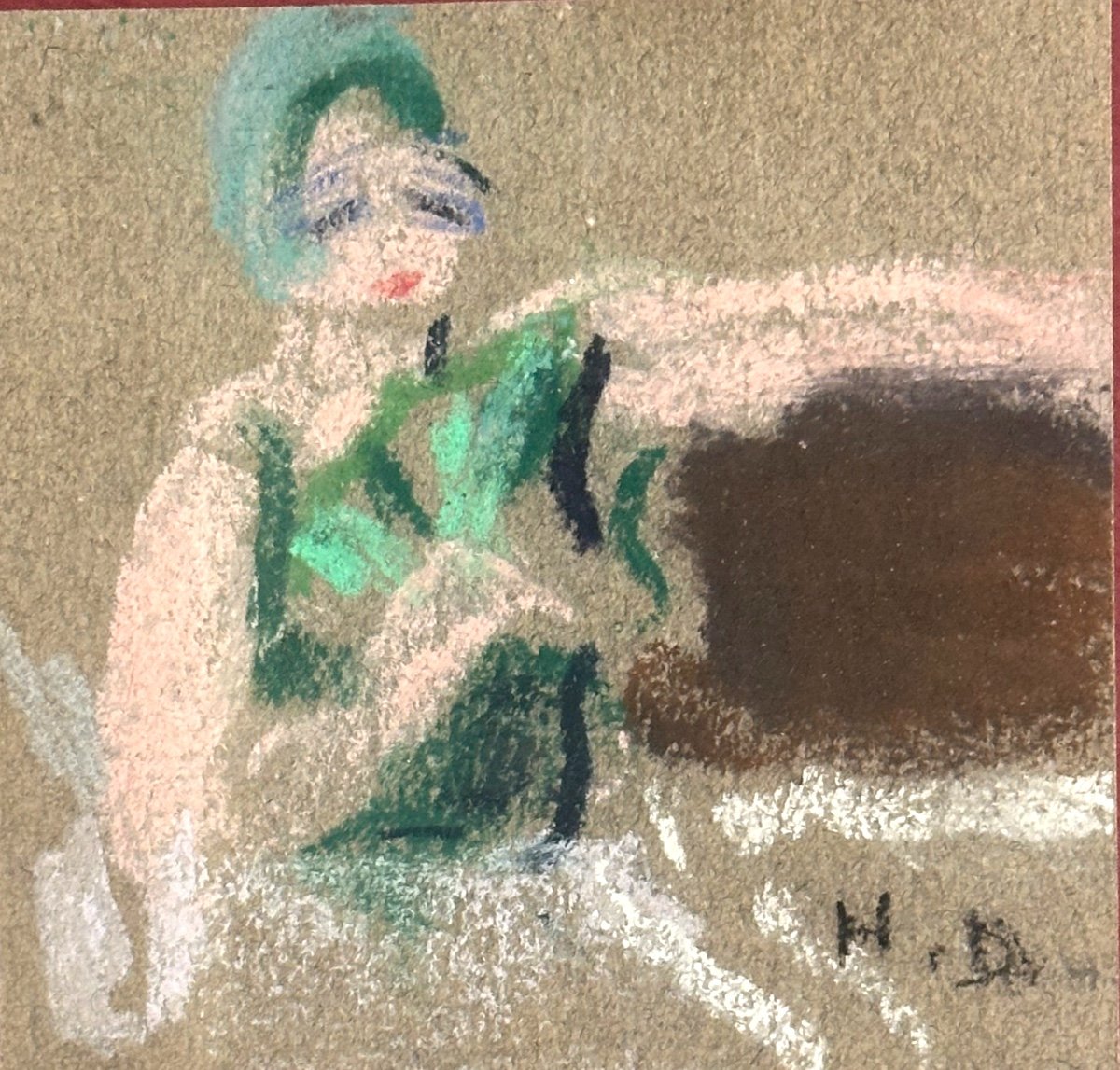 Henriette DELORAS 1901-1941 Pastel Jeune femme au bonnet vert Grenoble /3-photo-4