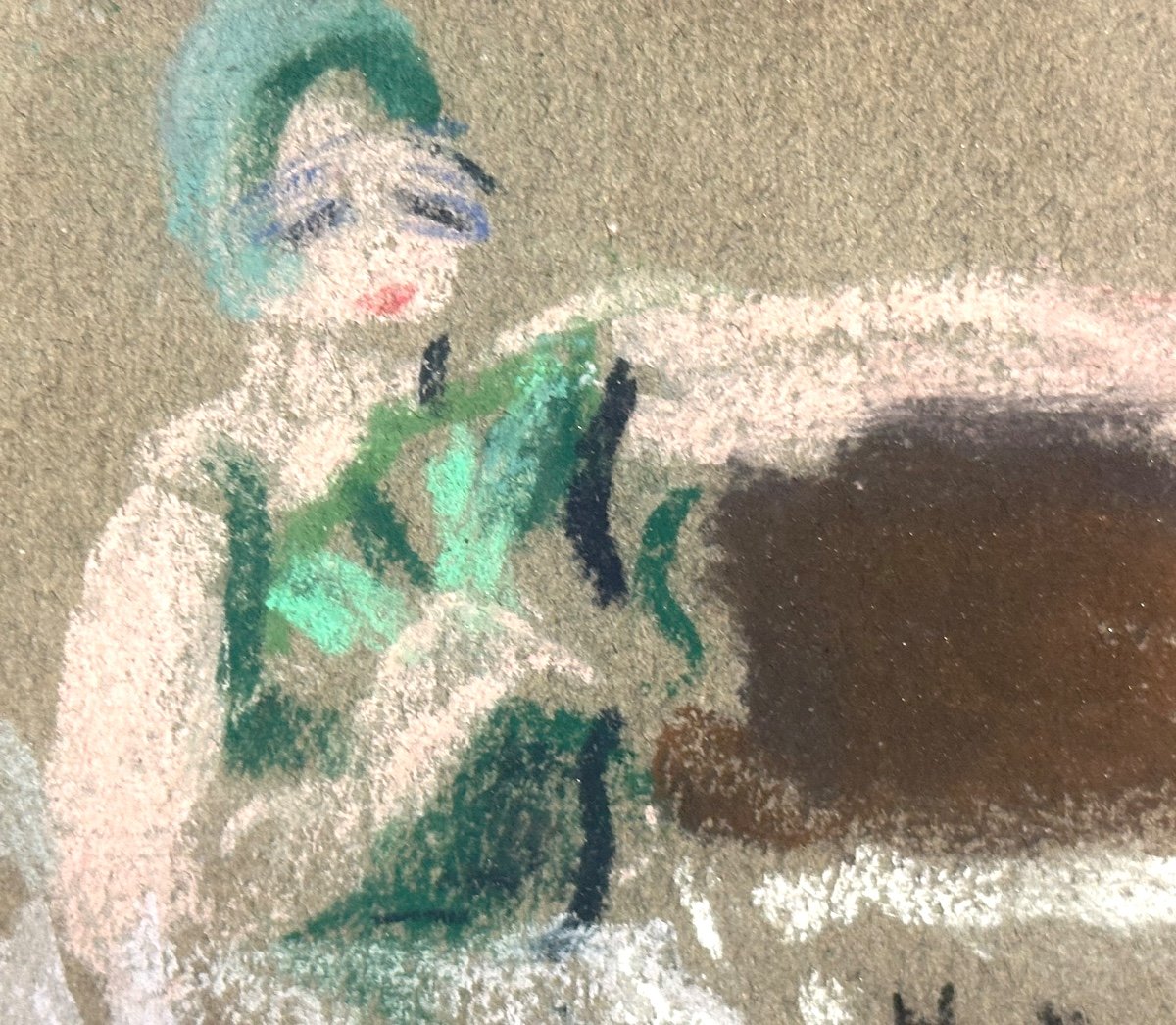 Henriette DELORAS 1901-1941 Pastel Jeune femme au bonnet vert Grenoble /3