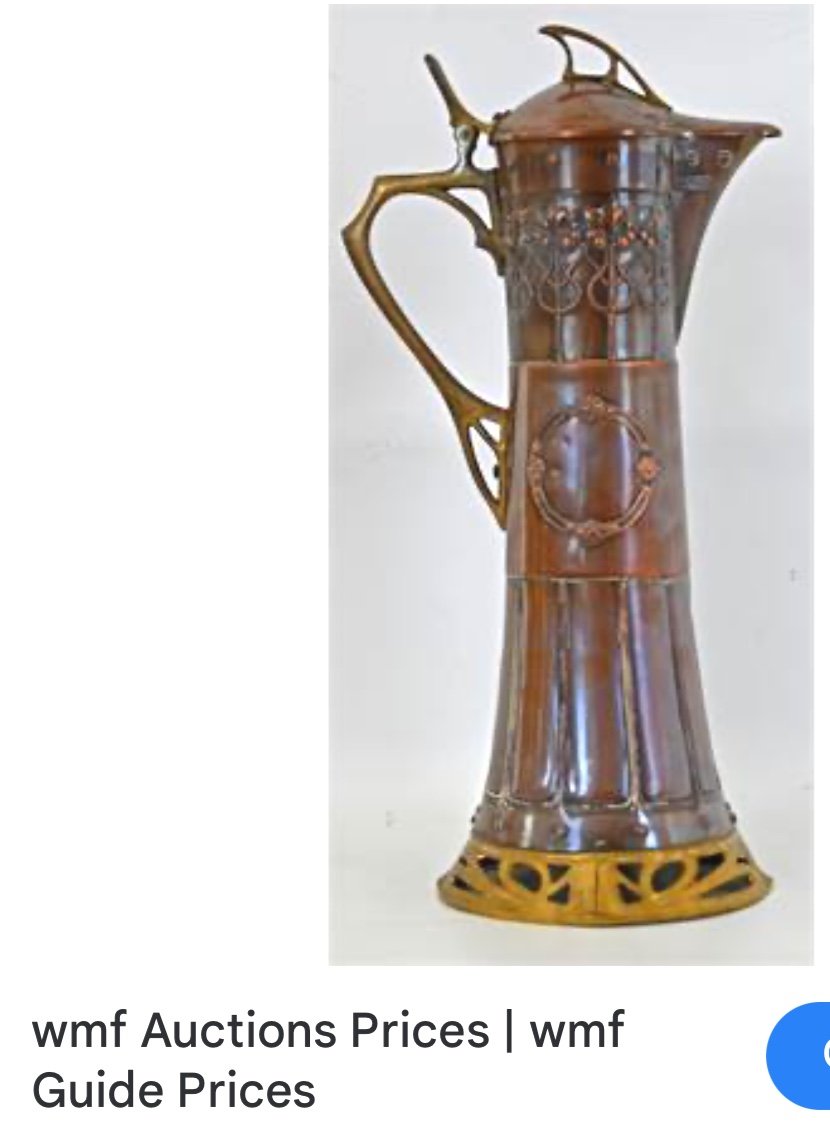 Large Art Nouveau Pitcher Wmf Jugendstil Viennese Secession Signed -photo-3