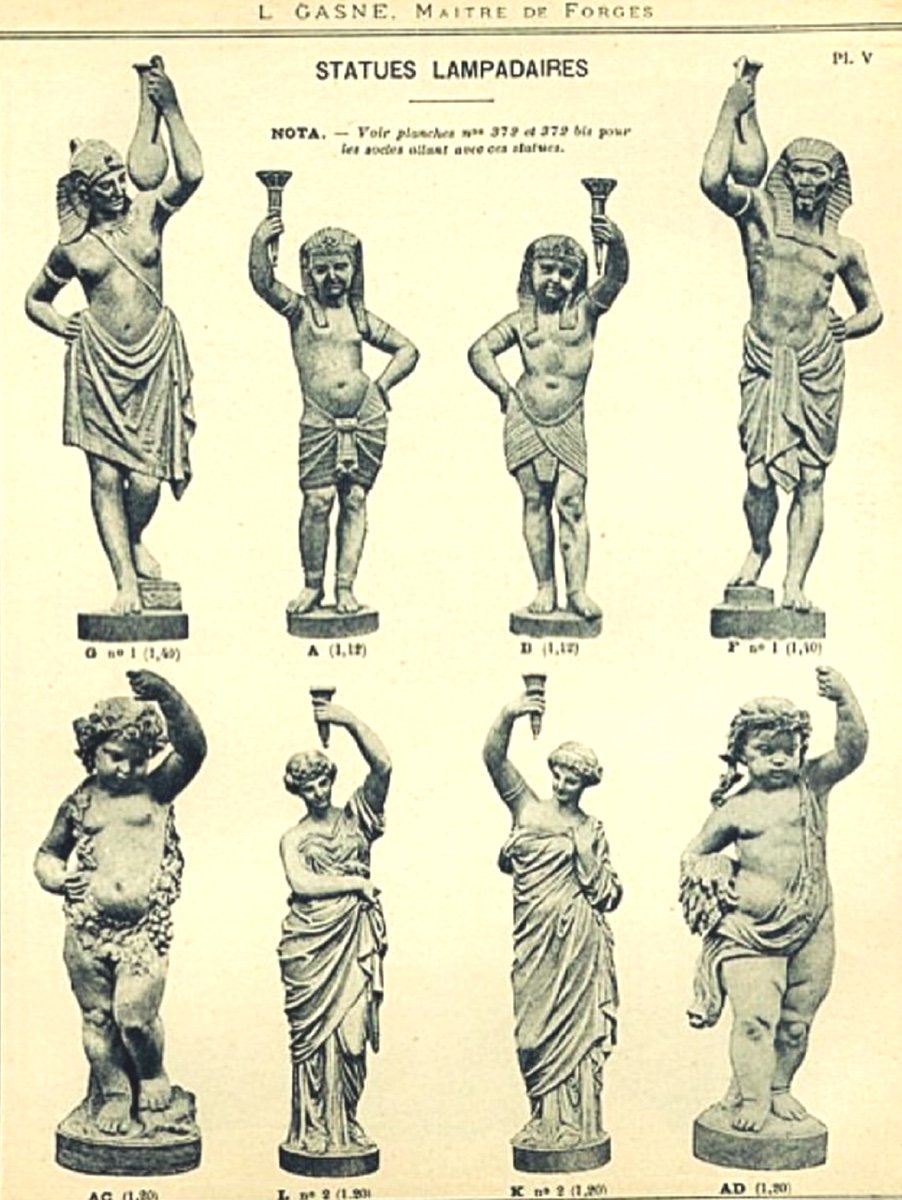 Important Pair Of 19th Century Torchiere Doors In Cast Iron Louis Gasne And Granoux 190cm Egyptian Couple -photo-4