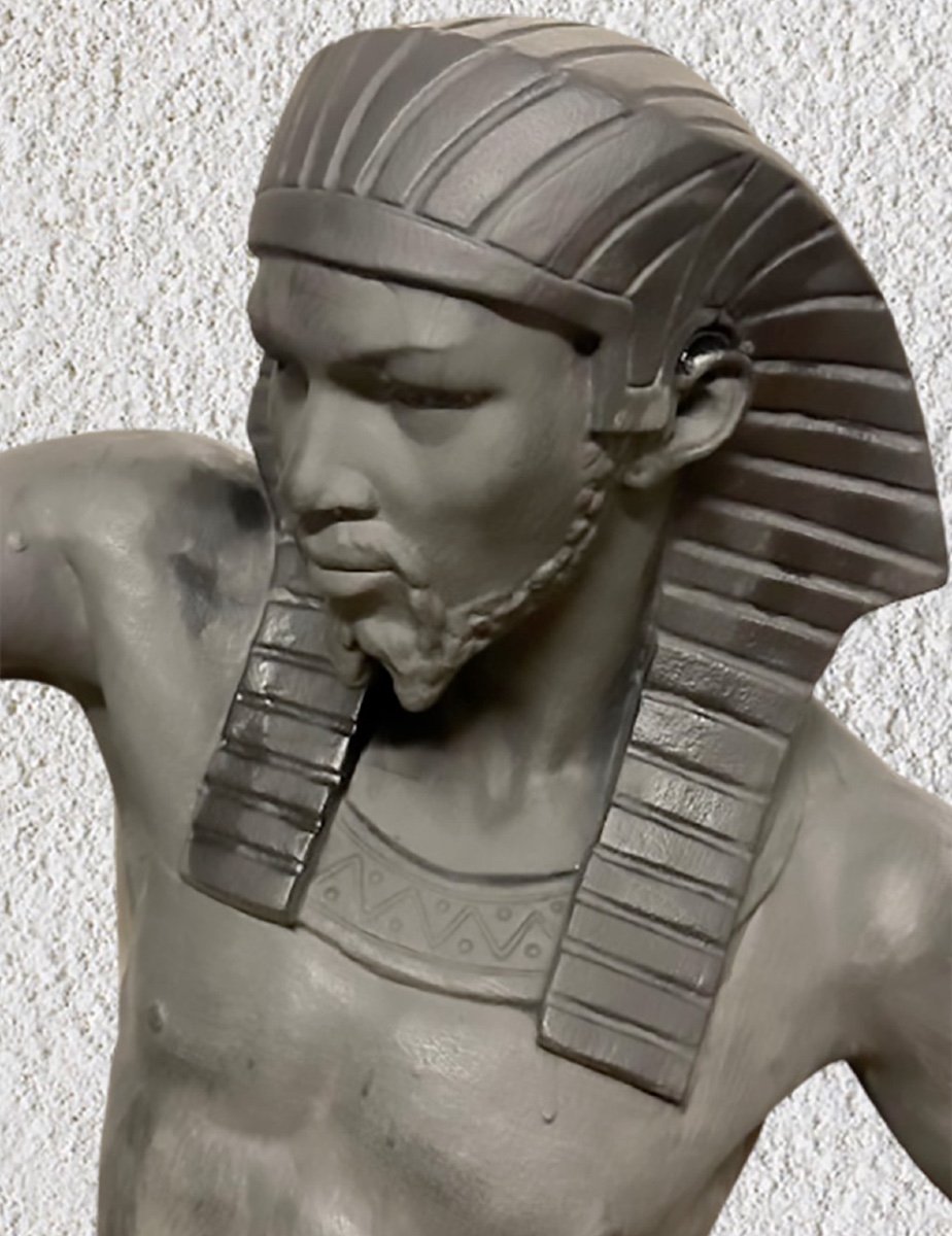 Important Pair Of 19th Century Torchiere Doors In Cast Iron Louis Gasne And Granoux 190cm Egyptian Couple -photo-1