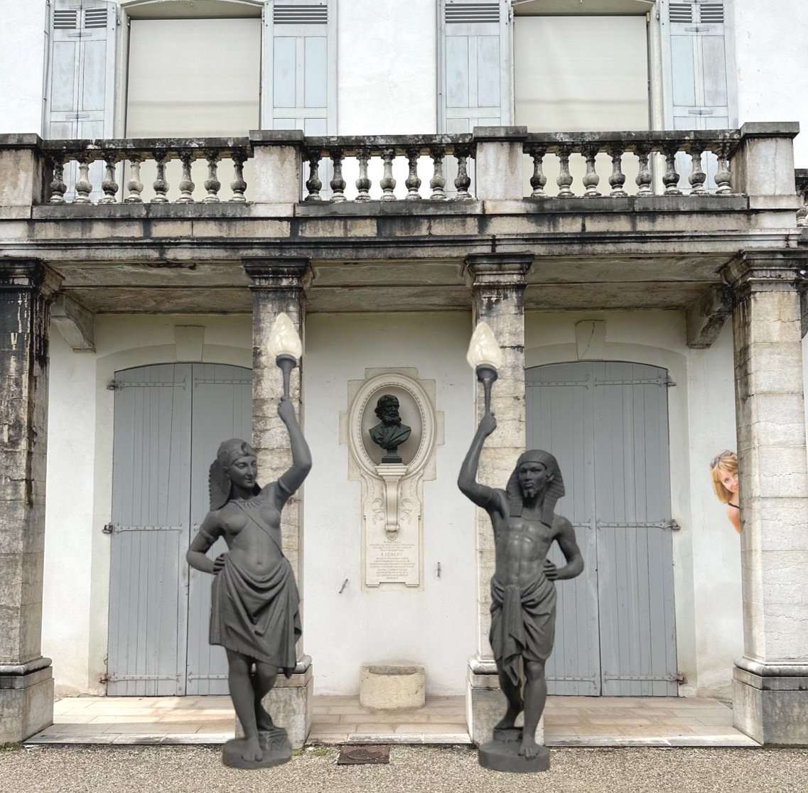 Important Pair Of 19th Century Torchiere Doors In Cast Iron Louis Gasne And Granoux 190cm Egyptian Couple 