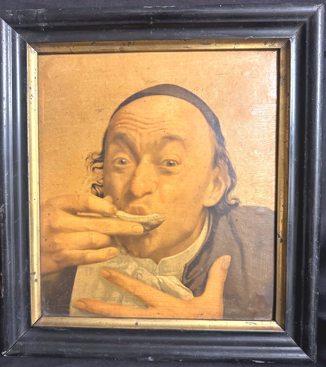 Meal At Restaurant Pair Of Chromolithograph Nineteenth Caricature X2 Grotesque Laugh -photo-3
