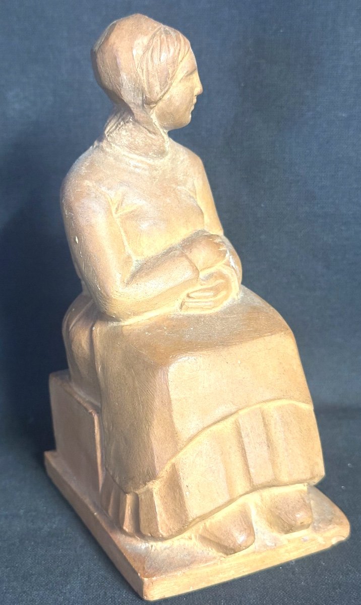 Désiré Mathivet 1887-1966 Art Deco Sculpture Woman Signed Tournus Saône-et-loire, Burgundy-photo-2