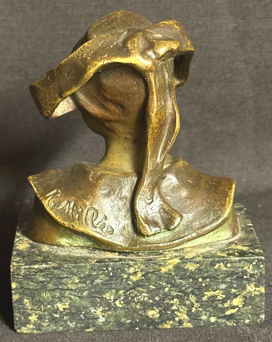 Ruth MILLES 1873-1941 Suède bronze Jeune Bretonne de Pont Aven Yvonne en buste -photo-1