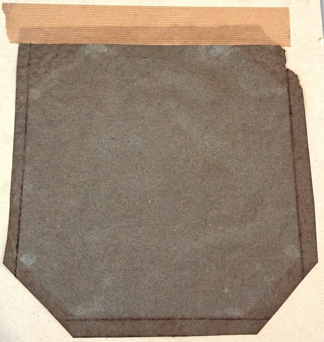 Aquarelle Trompe-l’œil 1823 Jeux cartes lettres damier et blason Fils Enfant de France Royauté -photo-7