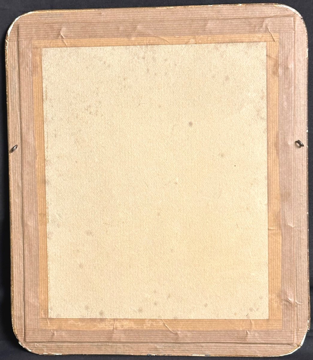 Aquarelle Trompe-l’œil 1823 Jeux cartes lettres damier et blason Fils Enfant de France Royauté -photo-8