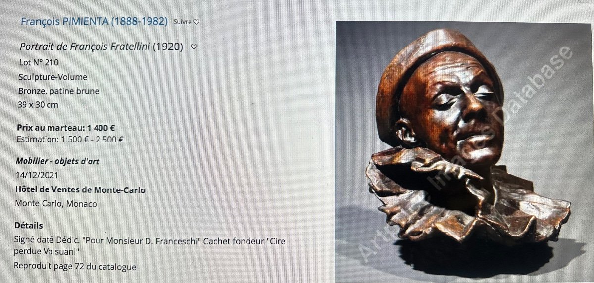 François Gustave Pimienta 1888-1982 Large Bronze 1940 Lost Wax Valsuani -photo-8