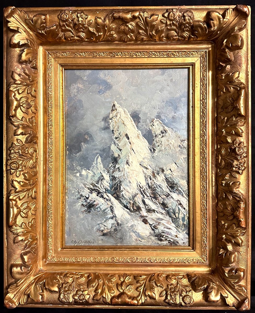 Charles Bertier 1860-1924 Rare Pair Of Day And Evening Oils Sérac Des Bossons Chamonix Mont Blanc -photo-4