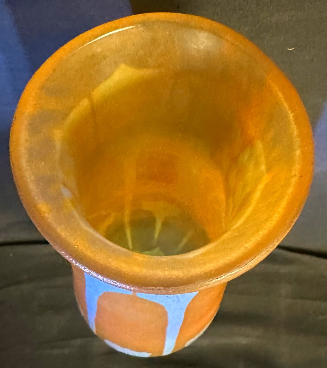 Le Verre Français Large Vase 47.5cm Signed Berlingot Schneider Charder In Very Good Condition-photo-4