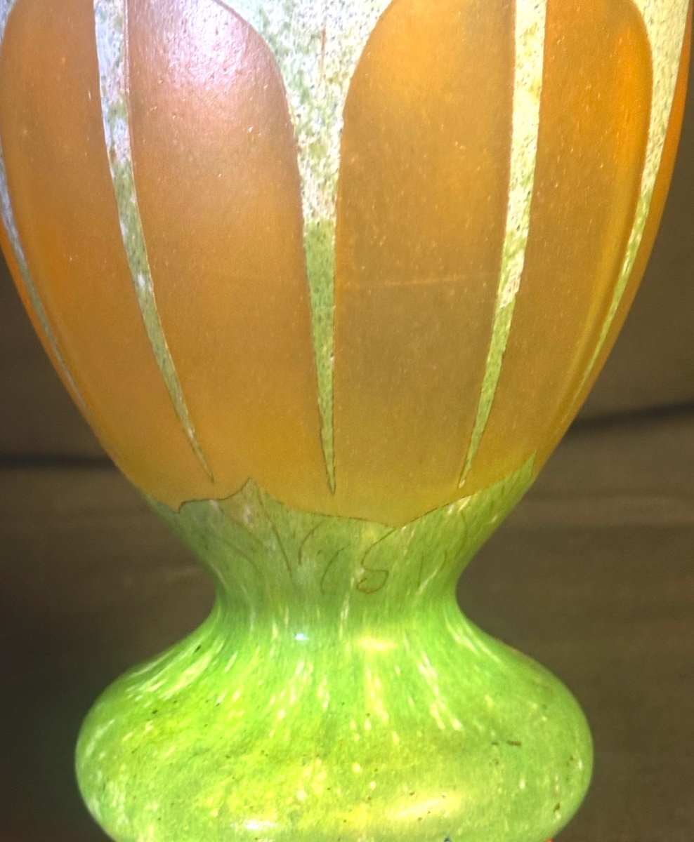 Le Verre Français Large Vase 47.5cm Signed Berlingot Schneider Charder In Very Good Condition-photo-2