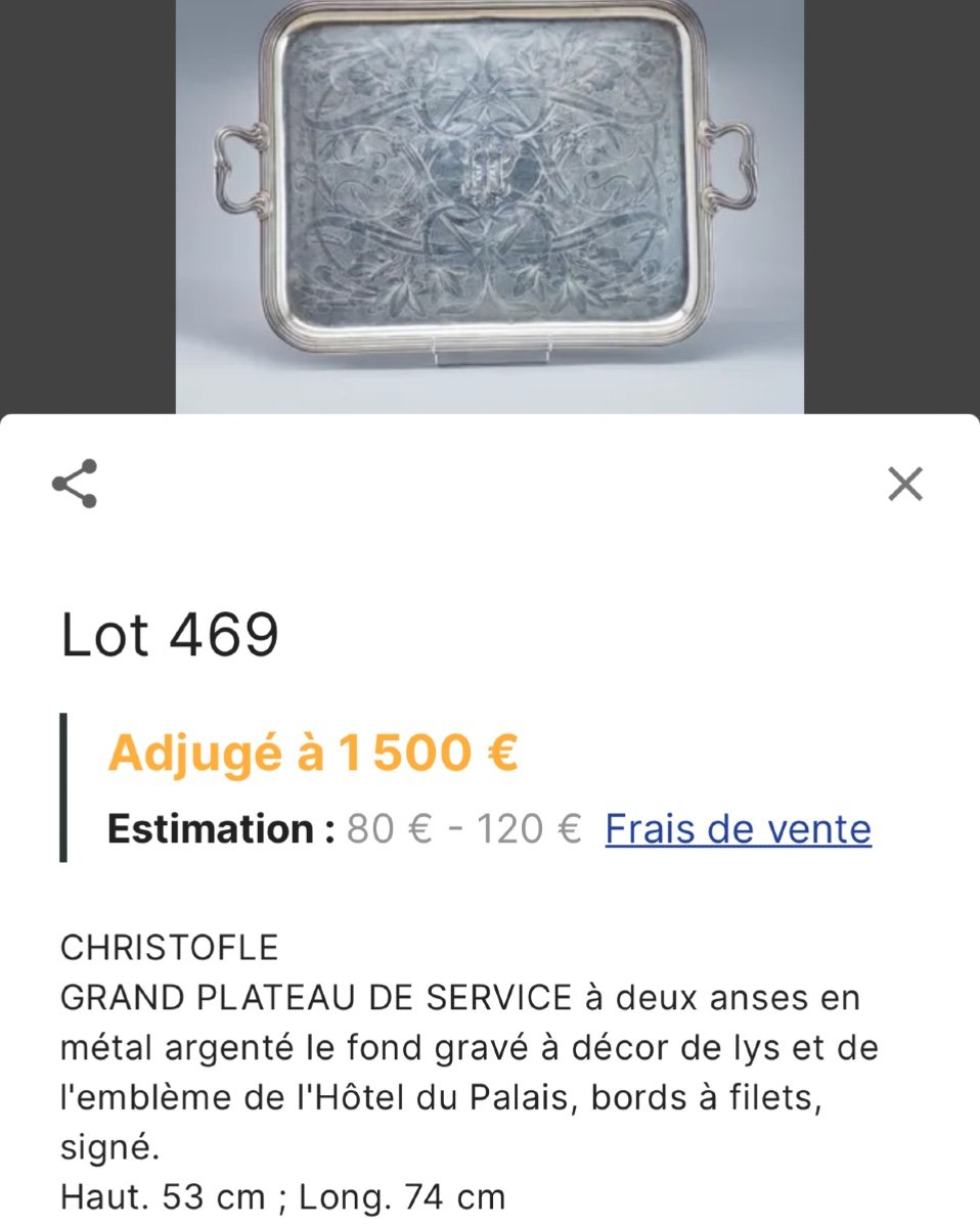 CHRISTOFLE RARE plateau aux serpents XIXe style Empire métal argenté Numéroté FB BF  Art table-photo-6