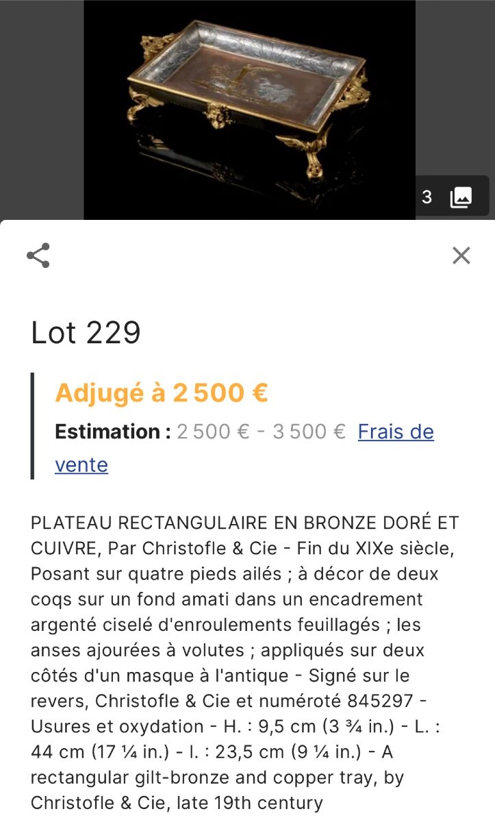 CHRISTOFLE RARE plateau aux serpents XIXe style Empire métal argenté Numéroté FB BF  Art table-photo-8