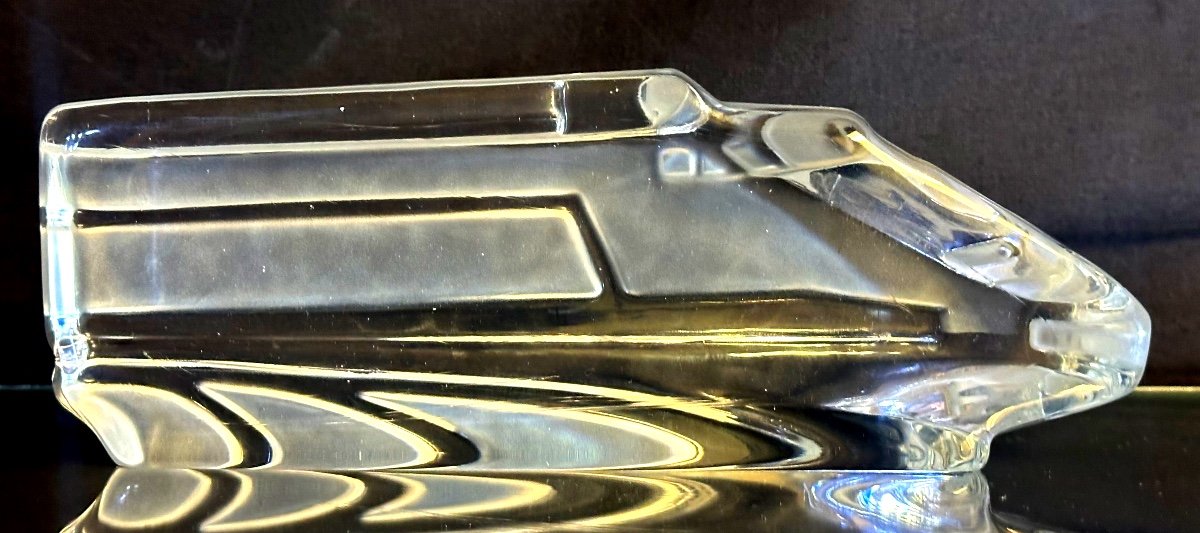 Daum Crystal Tgv Paperweight Signed Design Xavier Froissart In Very Good Condition -photo-2