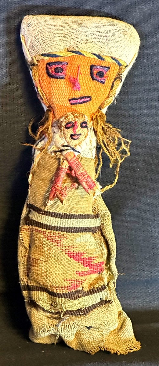 Rare Pre-columbian Doll Chancay Peru In Fabrics And Plant Fibers Fertility Fertility