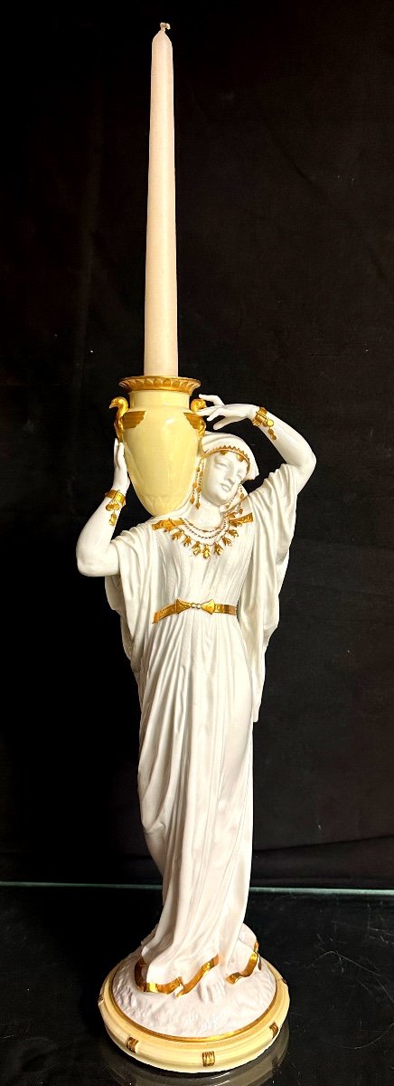 I Caldwell Large Egyptian Porcelain Amphora Candle Holder 44cm In Very Good Condition Oriental-photo-2