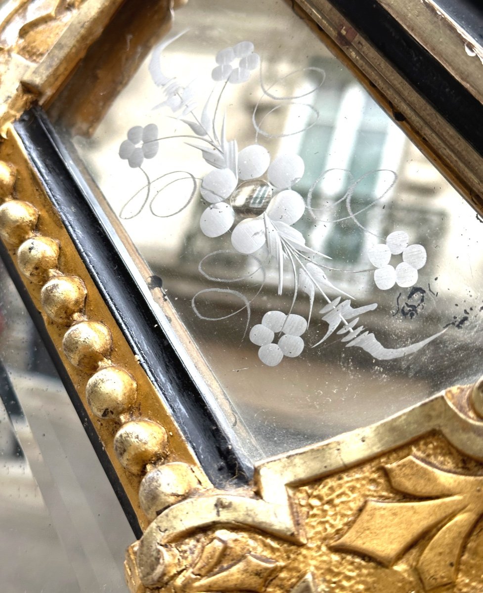 Important Pareclose Mirror 126x83cm 19th Century Octagonal Engraved Glass -photo-4