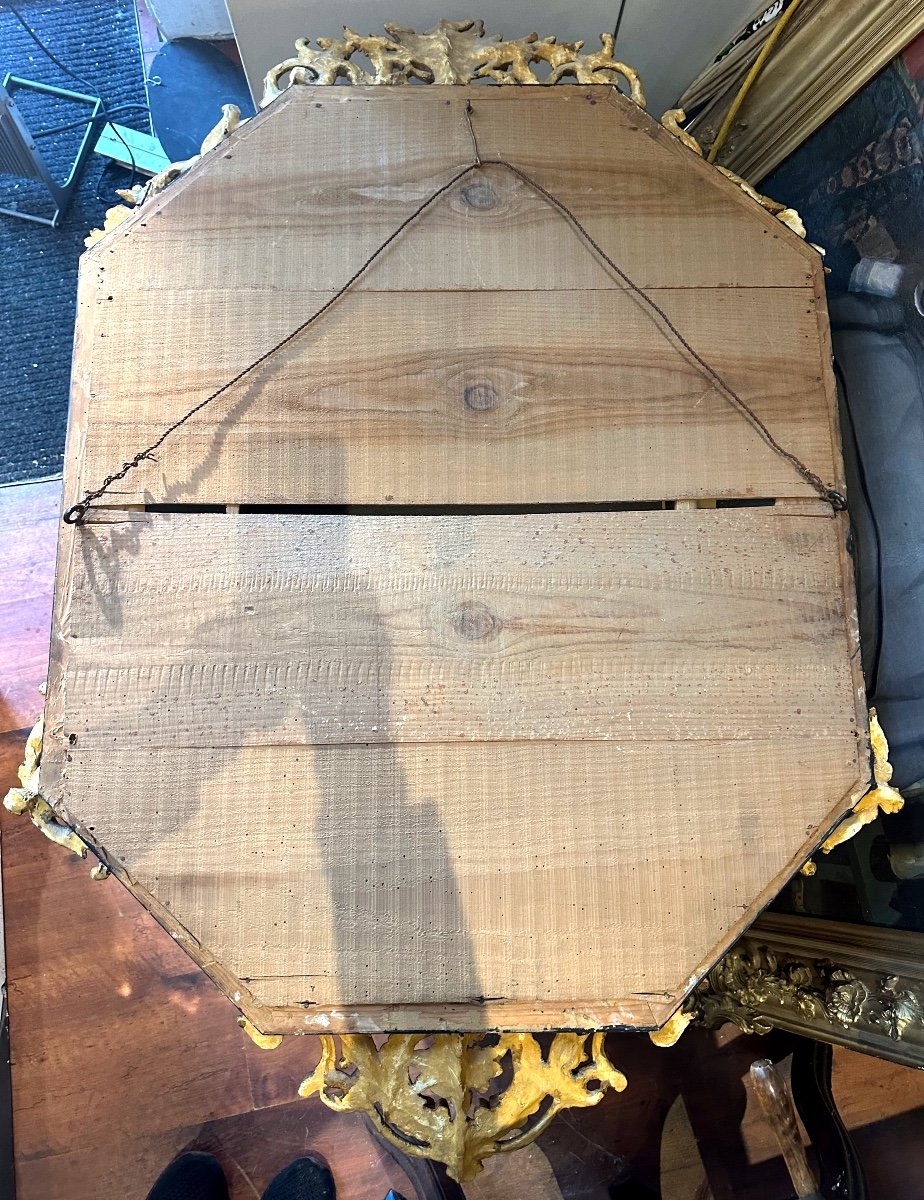 Important Pareclose Mirror 126x83cm 19th Century Octagonal Engraved Glass -photo-5