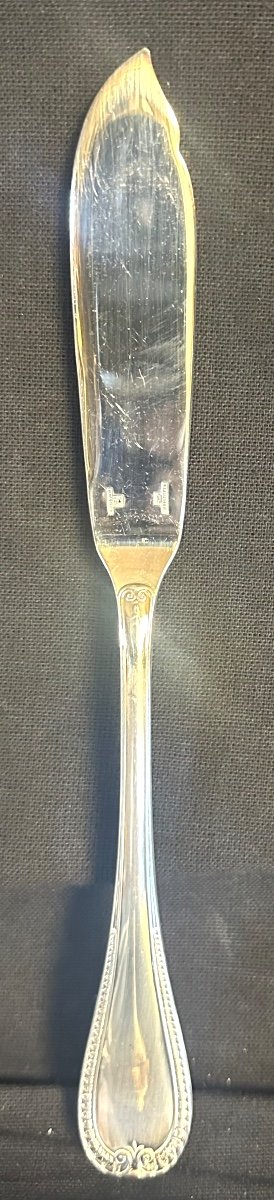Christofle Malmaison 12 Fish Knives In Case In Very Good Condition Goldsmithing Tableware-photo-4