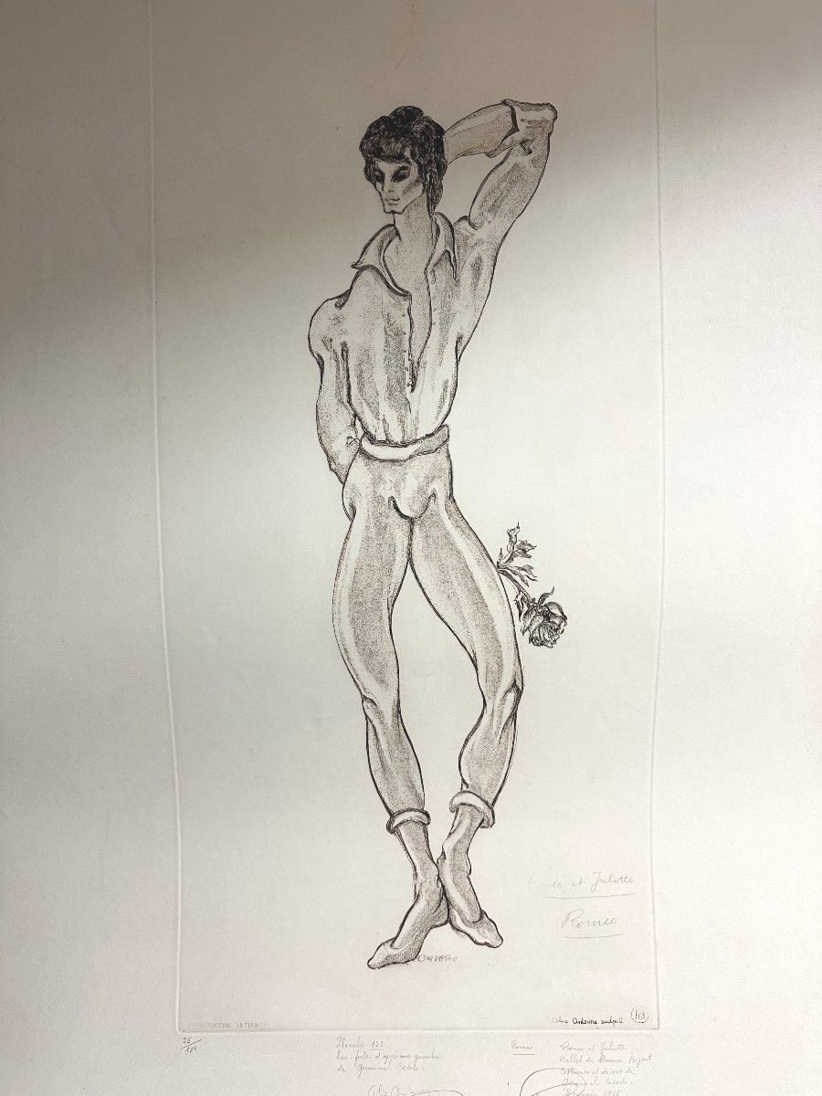 RARE gravure Ballet Maurice BEJART Romeo et Juliette Alix ANTOINE Danse Germinal CASADO 1966-photo-2
