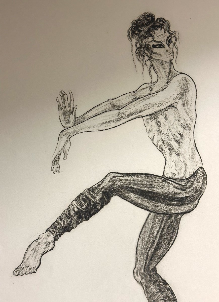 Rare Engraving Ballet Maurice Bejart Bhakti Shiva Alix Antoine Germinal Casado Dance 1968-photo-3
