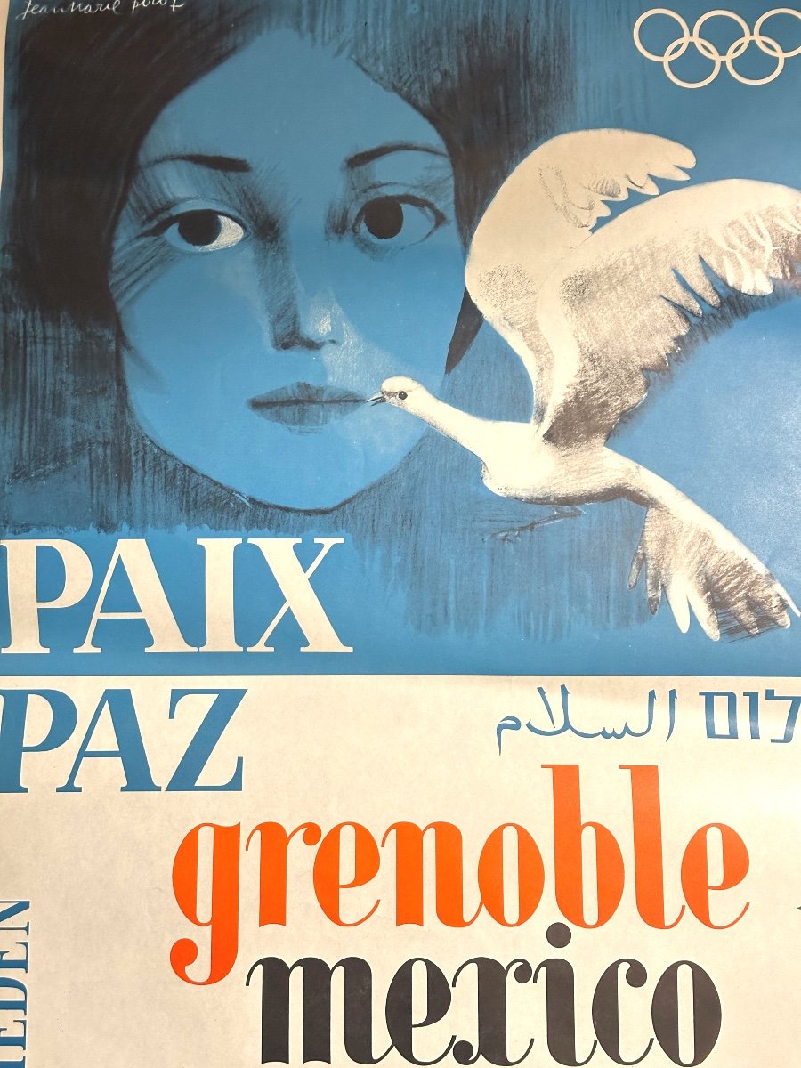 Rare Arcabas Poster Winter Olympics Grenoble 1968 Peace Mexico Sport Jean Marie Pirot 