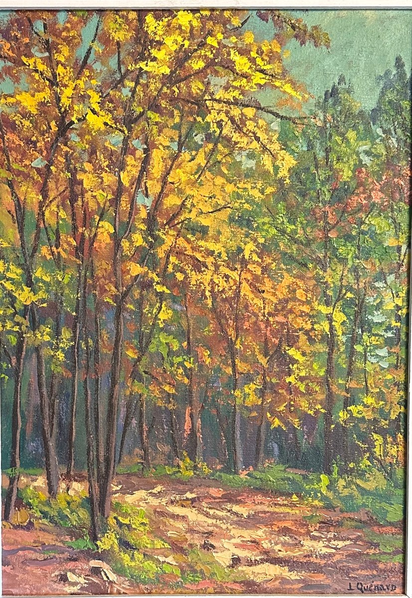 Lucien Quenard 1902-1995 Oil Under Wood In Chartreuse Mountain Grenoble 