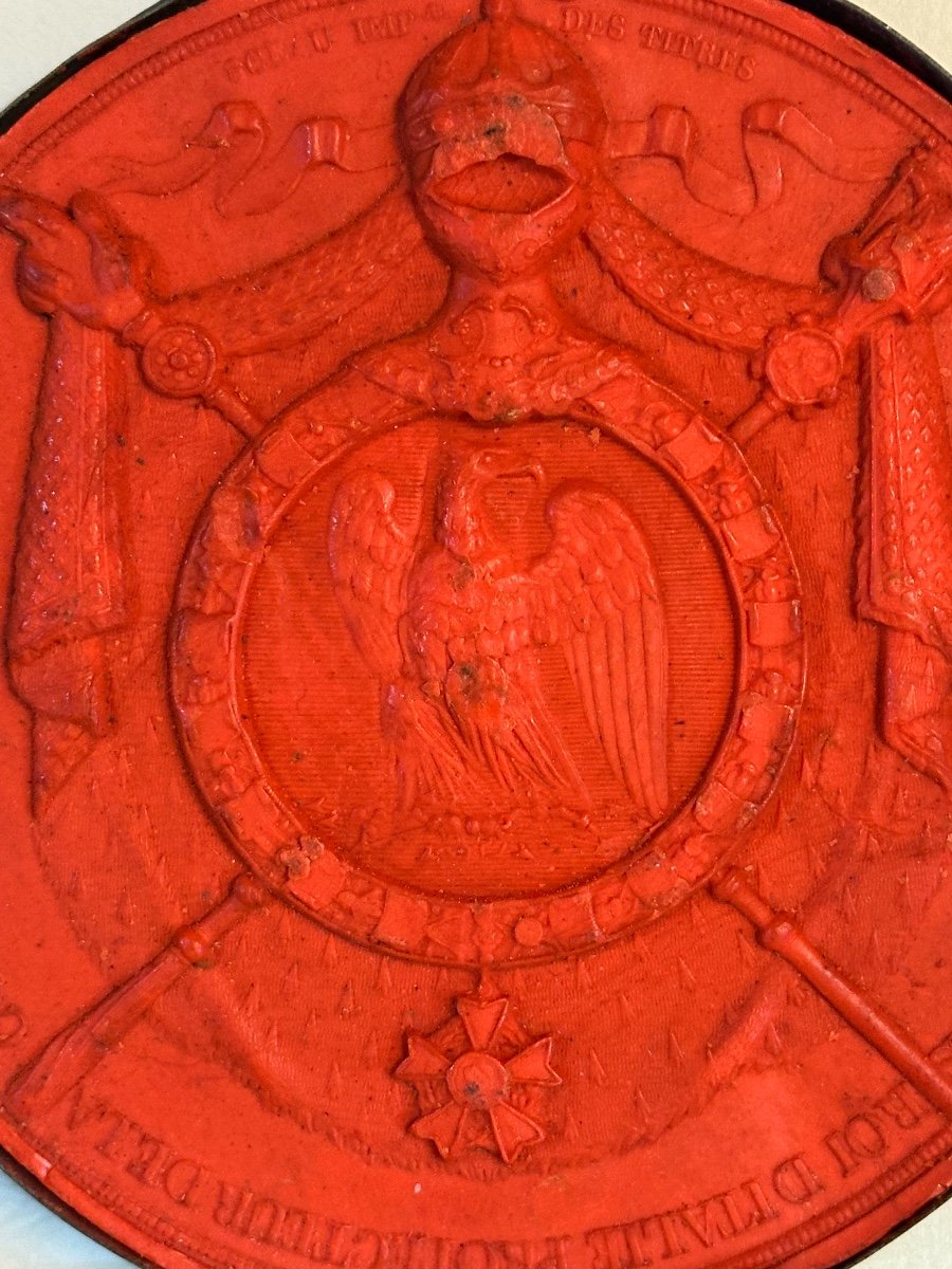 Large Original Wax Seal Emperor Napoleon King Of Italy Double Sided In Box Collection -photo-1