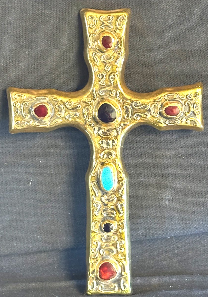 François Lembo 1930-2013 Rare Cross Crucifix Signed Vallauris 