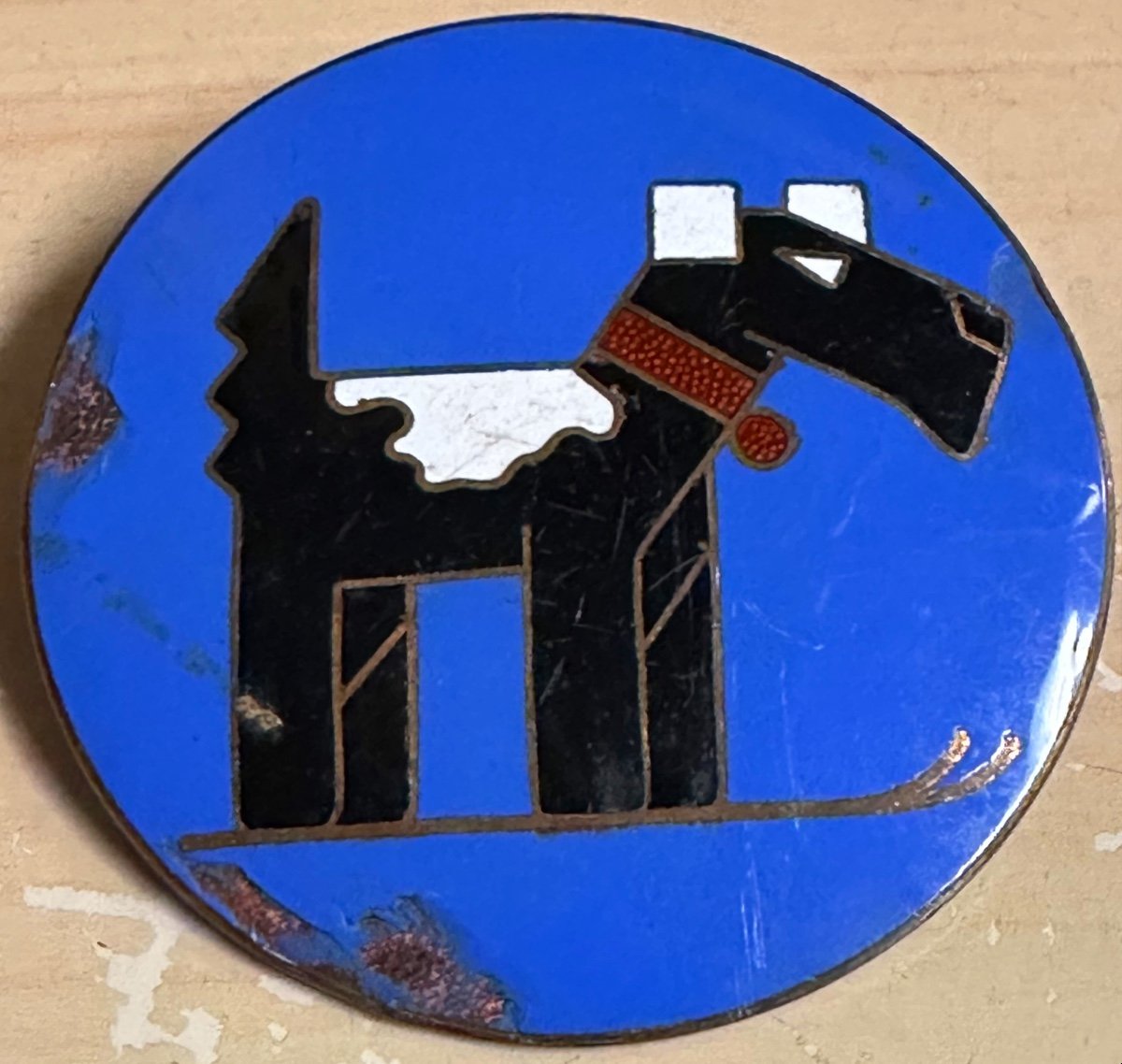 Rare Brooch 1930 Scottish Skier Ric Et Rac Fox Terrier Dog Skiing Pol Rab Email