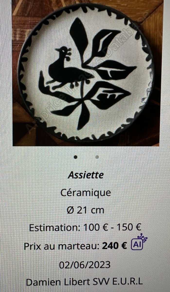 Jean LURCAT 1892-1966 édition Sant Vicens Assiette Signée En Très Bon état Lurçat -photo-2