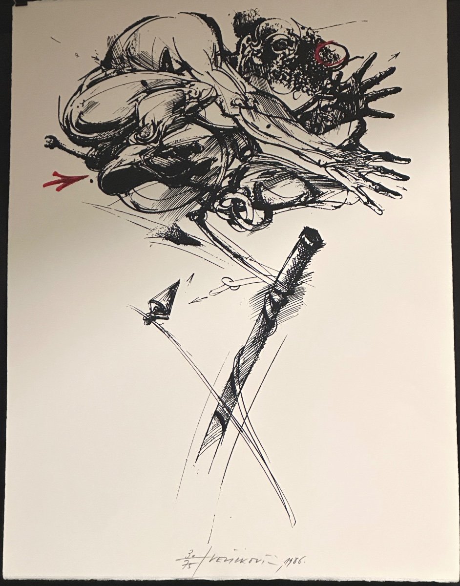 Vladimir Velickovic 1935-2019 Rare Original Lithograph 75 Copies 1986 Signed-photo-2