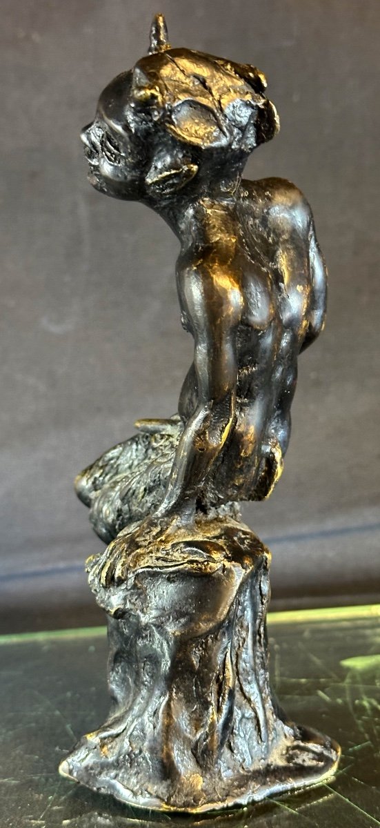 DIABLE Faune en bronze XIXe Bacchus éros curiosa -photo-4