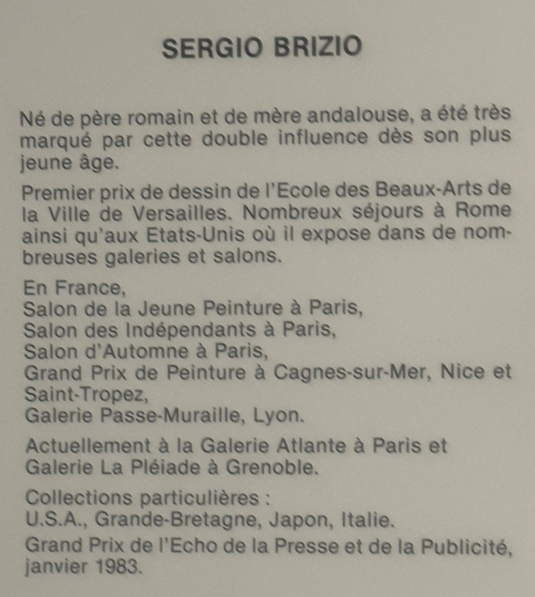 Sergio Brizio 1928-1997 Huile Symboliste Coquillage Celeste 38x55cm Signé-photo-3