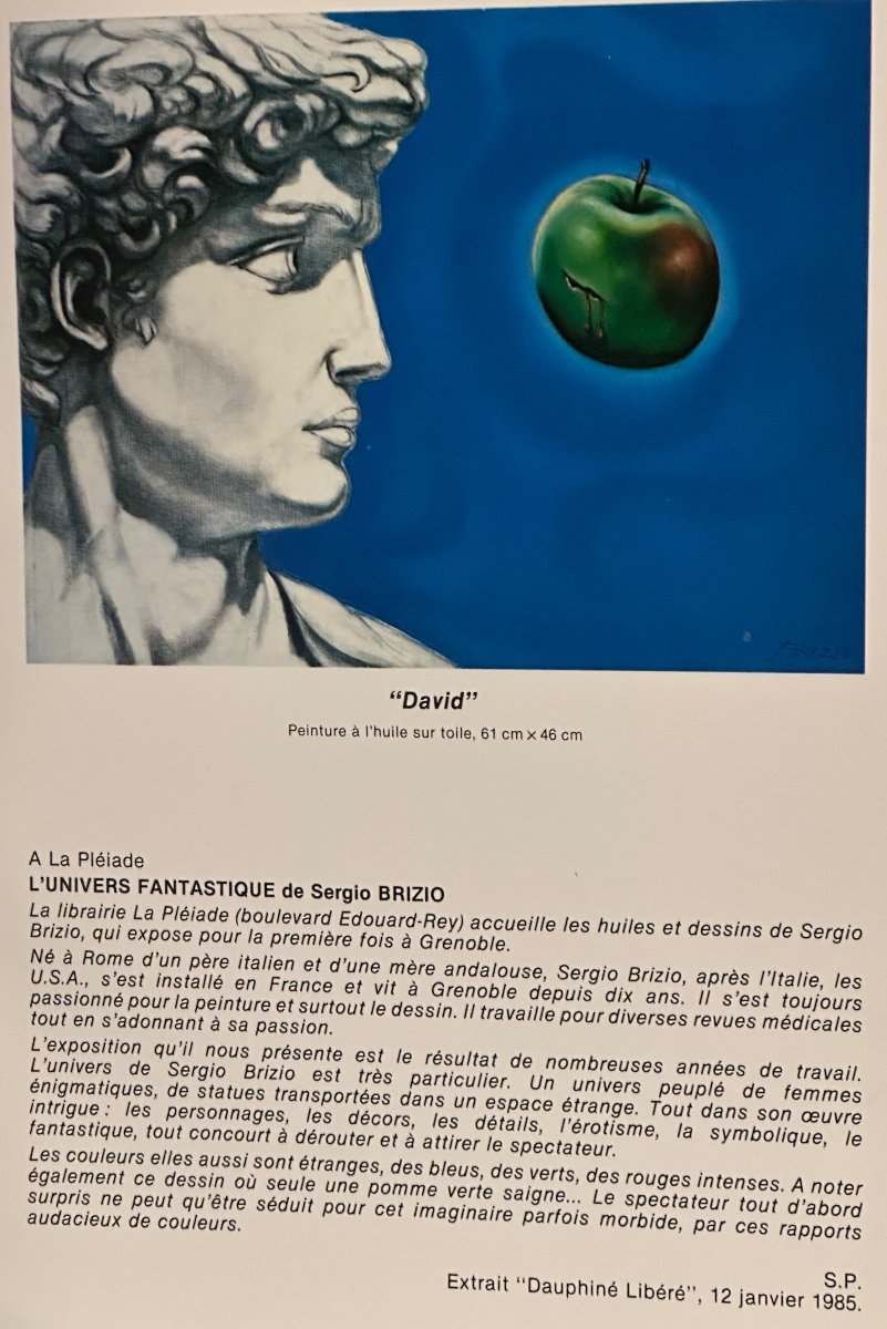 Sergio Brizio 1928-1997 Huile Symboliste Coquillage Celeste 38x55cm Signé-photo-4