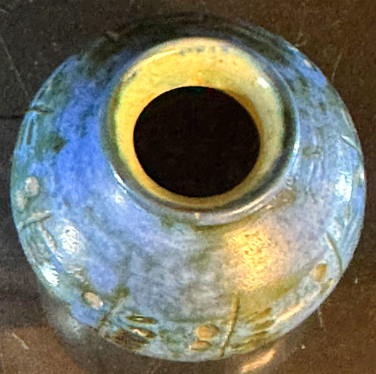 Jacques Blin 1920-1995 Blue Ceramic Vase Signed In Very Good Condition -photo-2