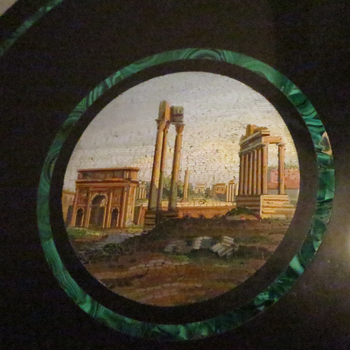 PLATEAU en medaillon MICROMOSAIQUE XIXe Italie plaque Rome -photo-5