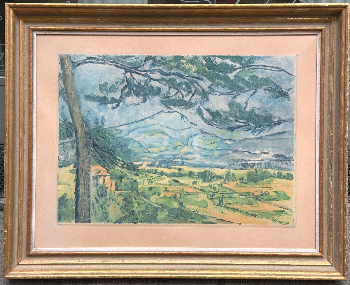 Paul Cezanne 1839-1906 The Sainte Victoire Mountain Aquatint By Jacques Villon Louvre Ref 639-photo-2