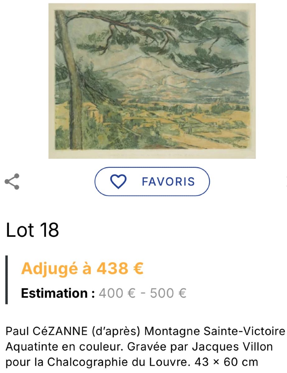 Paul Cezanne 1839-1906 The Sainte Victoire Mountain Aquatint By Jacques Villon Louvre Ref 639-photo-7