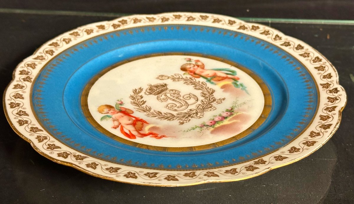 Assiette du Service du Roi Louis Philippe Château des Tuileries aux Amours  Sèvres vers 1846-photo-3